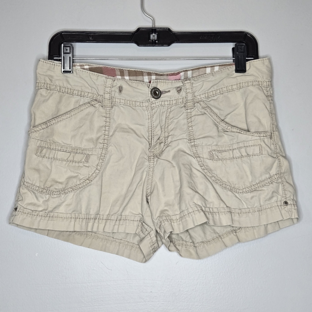 UnionBay Y2k 90s Low Rise Khaki‎ Shorts Juniors Size 7 Cargo Short Pockets - Picture 2 of 8